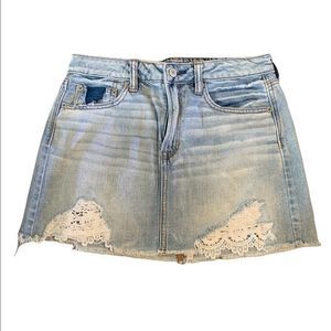 American Eagle Faded Blue Jean Skirt